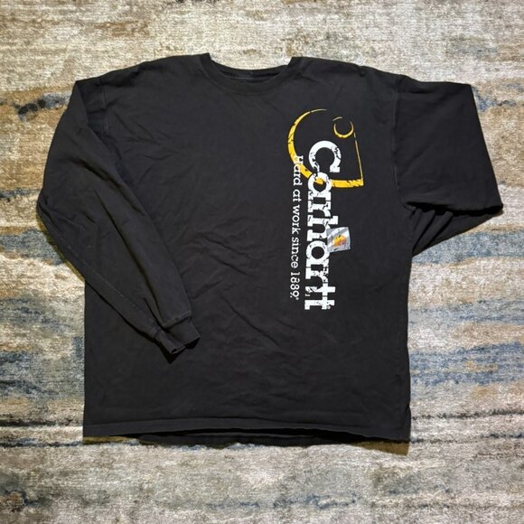 Vintage Carhartt Long Sleeve Shirt Black XL — Distressed Workwear Streetwear Y2K - Picture 1 of 4